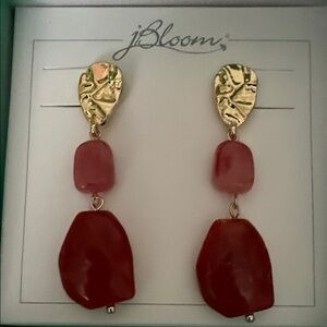 bloom Gold and Red Drop Earrings
